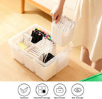 loobuu Plastic Storage Bins with Lids, Art Craft Supply Organizer Box with Brush Pot, Multipurpose Stackable Storage Containers for Organizing Tool, Craft, Crayon,Sewing (Green)