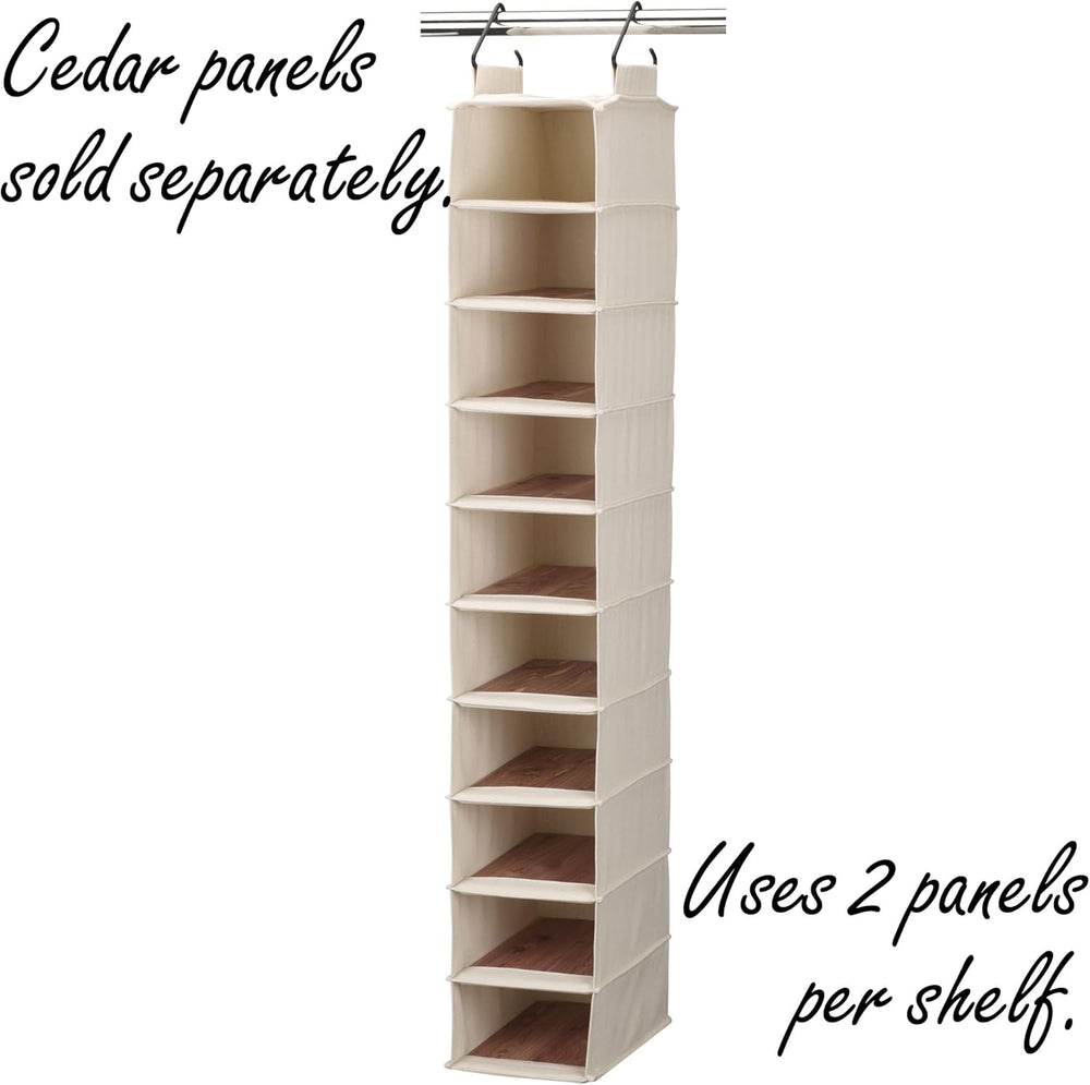 Household Essentials Hanging Shoe Organizer, 10 Wide Cubbies with Cedarline P...