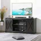 4 EVER WINNER Farmhouse TV Stand for 65 Inch TV, Espresso Entertainment Center for 65 Inch TV, Modern Farmhouse Television Stands for TVs up to 70, Espresso TV Stand for Flat Screens 65