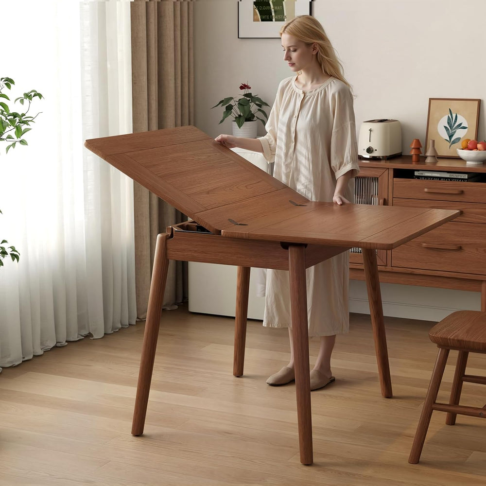 Solid Wood Small Dining Table for 2-6, 23.6"L-47.2"L Expandable Kit...