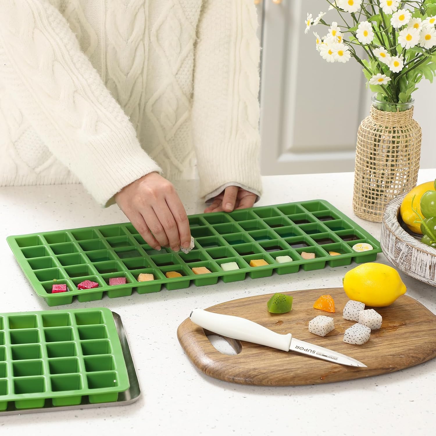 5 Pcs Silicone Food Molds for Harvest Right Freeze Dryer Harvest Right Medium Square Trays Dividers Food Mold for Fruit Vegetable Cake Freeze Drying Accessories (Medium)