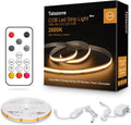 Orange Color COB Led Strip Lights with RF Remote, 16.4ft 2000K Dimmable Bright Dotless Yellow Led Light Strip, Adhesive Indoor Gold Yellow Led Lights for Cabinet, Living Room