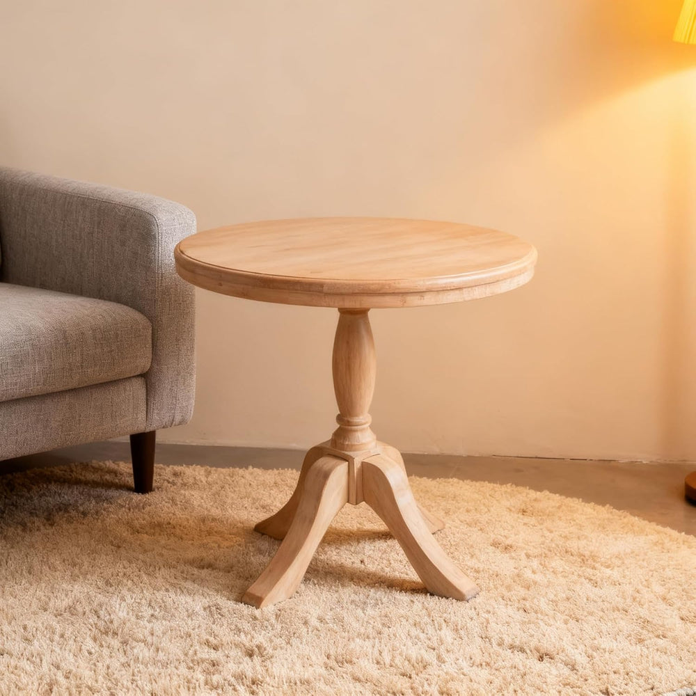 23.6'' Round Wooden End Table, Wooden Pedestal Side Coffee Tables, fo...