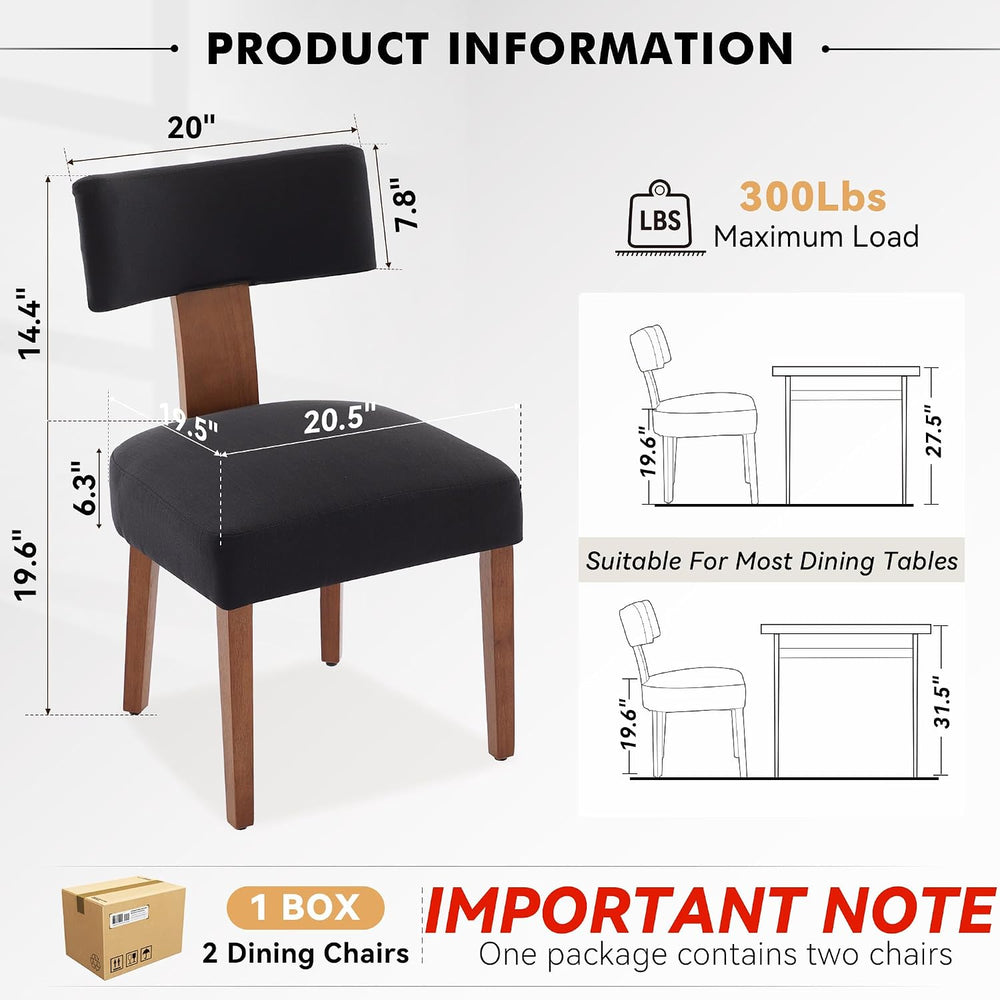 FOXHUNTER Upholstered Dining Chairs Set of 2, Modern Wooden Armless Kitchen C...