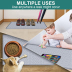 Under Sink Mat, 34" x 19" Waterproof Silicone Under Sink Tray for Kitchen & Laundry Cabinets, Kitchen Cabinet Shelf Protector, Up to 3.3 Gallons Liquid, Fits 36 inch Standard Cabinet Light Grey