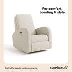 Storkcraft Santa Monica Power Recliner Swivel Glider, Dune Basketweave | Effortless Electronic Power Recline, USB-A & USB-C Charger
