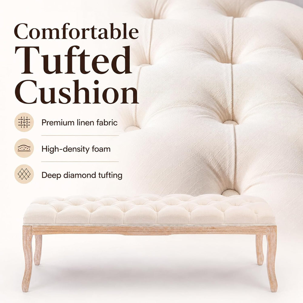 Anwick 43.3" Tufted Upholstered Entryway Bench, End of Bed Bench with Pa...