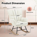 Simple Deluxe Nursery Rocking Chair, Teddy Upholstered Glider Rocker with High Backrest, Comfy Accent Armchair for Nursing & Reading, Standard Size, White