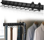 Sliding Tie Racks, 18 Tie Hanger Pull Out Belt Rack 16.5'' Aluminum Alloy Extendable Wardrobe Closet Organizer with 18 Hooks for Belts, Ties, and Scarves, 16.5'' x 3.15''(Sprayed Black)