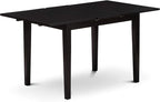 East West Furniture NOFL5-BLK-21 5 Piece Dinette Set for 4 Includes a Rectangle Dining Room Table with Butterfly Leaf and 4 Blue Linen Fabric Upholstered Chairs, 32x54 Inch, Black