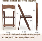Wood Folding Chairs with Slatted Wooden Seats, Stackable Commercial Seats for Indoor & Outdoor Events, Party, Dining, Set of 2, Slatted Fruitwood