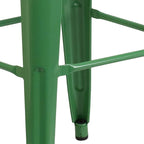 Flash Furniture Lily 4 Pack Commercial Grade 30" High Backless Green Metal Indoor-Outdoor Barstool with Square Seat