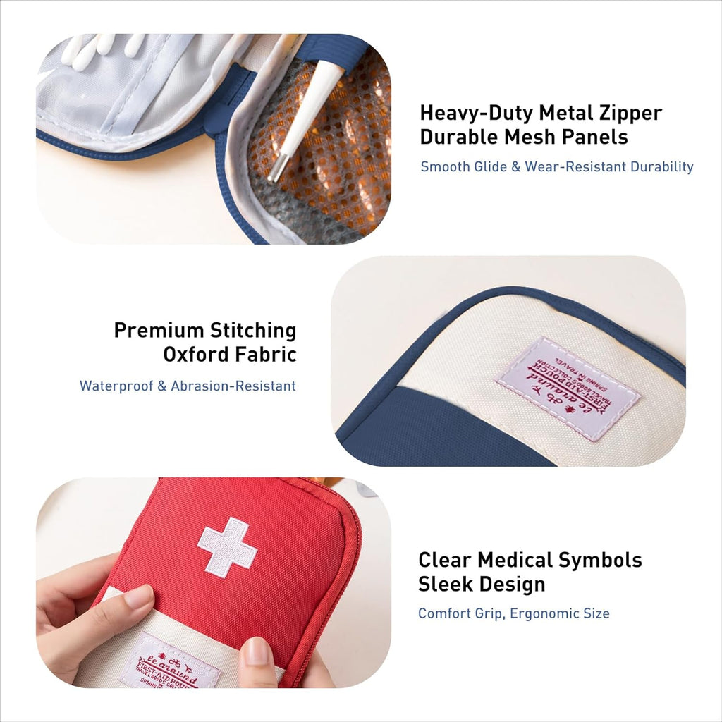 2 Packs Travel First Aid Bag,Empty Mini First Aid Pouch,Emergency Medicine Storage Organizer Bag Health and Household Supplies
