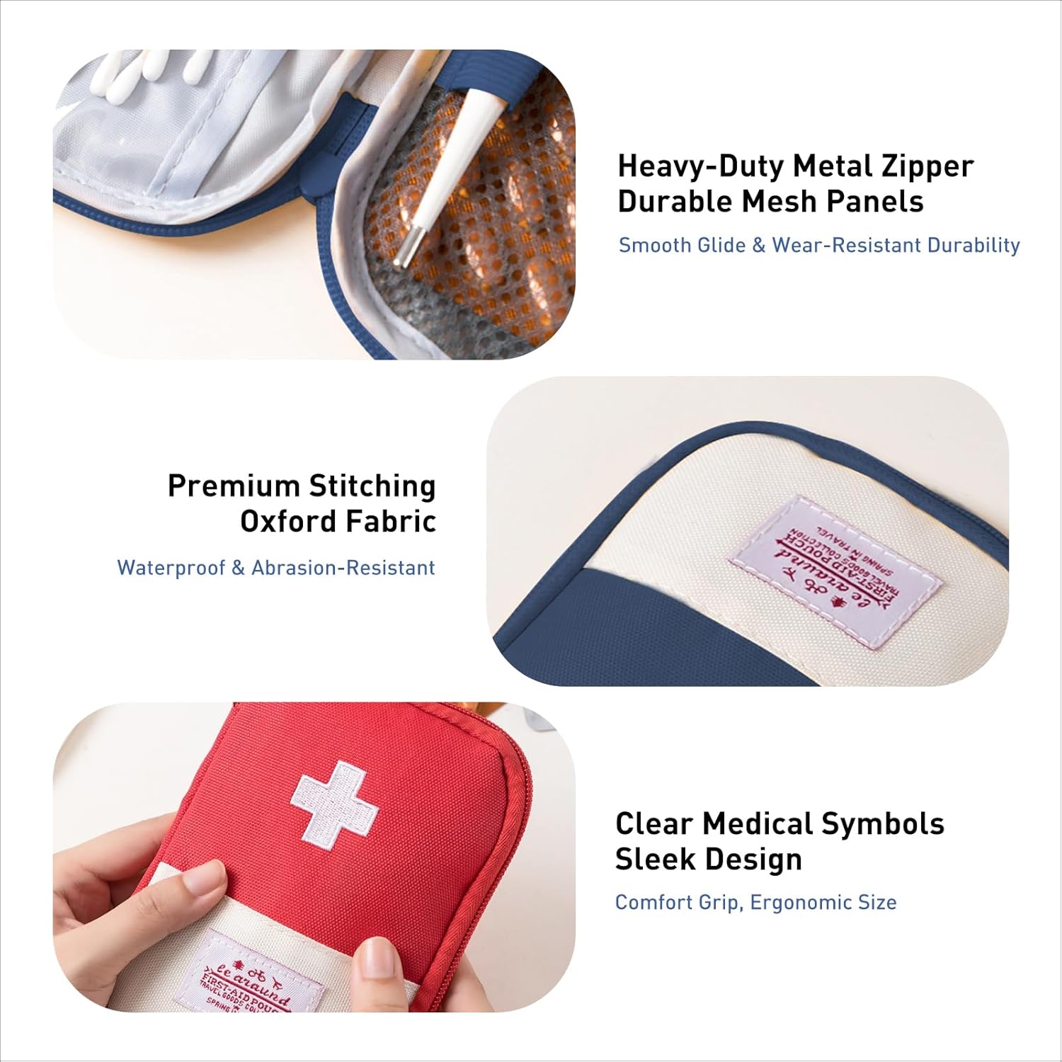 2 Packs Travel First Aid Bag,Empty Mini First Aid Pouch,Emergency Medicine Storage Organizer Bag Health and Household Supplies
