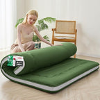 Japanese Floor Mattress, 6" Japanese Futon Mattress, Foldable & Portable Shiki Futon (shikibuton), Roll Up Thicken Sleeping Mattress Tatami Mat Sleeping Pad for Camping (Green, 60 x 80)
