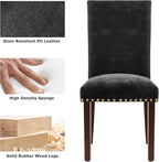 COLAMY Upholstered Parsons Dining Chairs Set of 4, Fabric Dining Room Kitchen Side Chair with Nailhead Trim and Wood Legs - F-Black