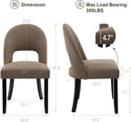 Upholstered Dining Chairs Set of 6, Mid Century Modern Dining Kitchen Chairs with Solid Wood Legs & Fabric Backret for Kitchen and Dining Rome, Brown