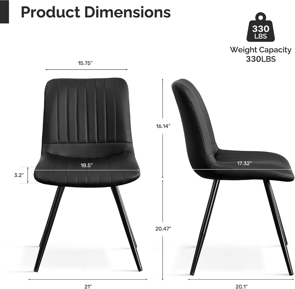 Dining Chairs Set of 4, Modern Dining Chairs with Thick Cushions, PU Leather ...