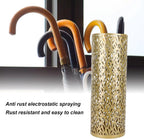 Metal Round Umbrella Stand Rack,Umbrella Holder Organizer Bin Hollowed Freestanding Canes Walking Sticks Holder for Entryway Home Hotel Office Decor (S)
