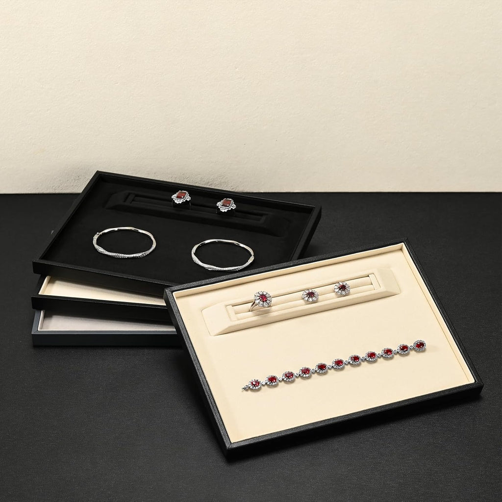 Oirlv Black Velvet Jewelry Display Tray 9.84"x7.09" | Black Velvet Tray, Soft Plush Surface, Elegant Black Finish, Perfect for Jewelry Display and Organization