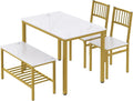 Teraves Dining Table Set for 4, Kitchen Table and 2 Chairs with Bench | 4 Piece Dining Table Set for Small Space, Apartment, Space-saving Dining Room Set with Storage