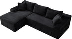 95" L-Shaped Cloud Sectional Couch, Left Facing Modular Compressed Boneless Sectional Sofa with Chaise Lounge, Plush Corduroy Boneless Corner Sofa for Living Room