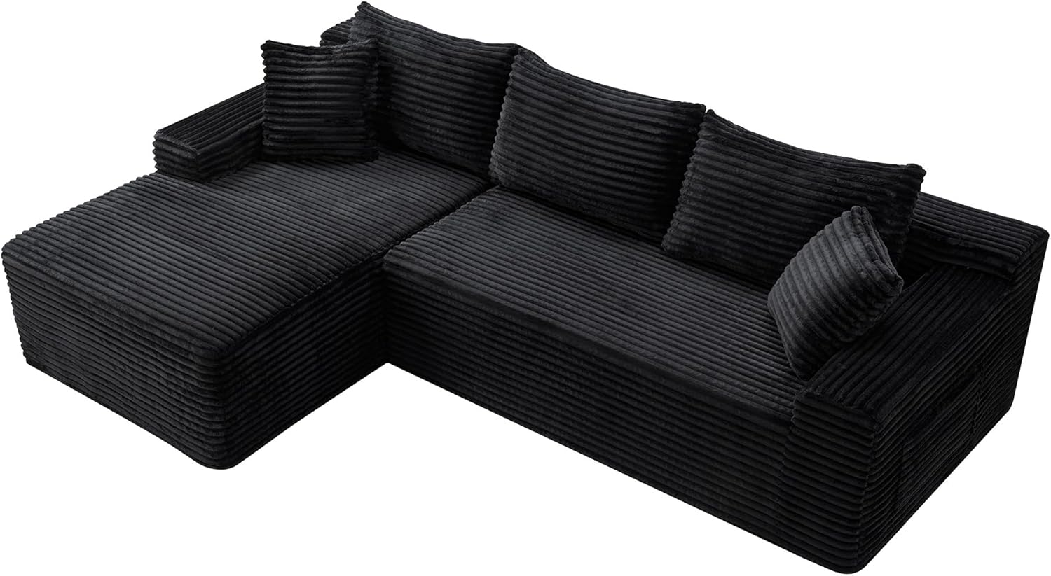 95" L-Shaped Cloud Sectional Couch, Left Facing Modular Compressed Boneless Sectional Sofa with Chaise Lounge, Plush Corduroy Boneless Corner Sofa for Living Room