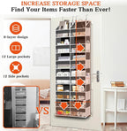 2 Pack Over The Door Organizer 6 Tiers, Extra Large Behind Door Storage of 12 Compartments, 80 lbs Weight Capacity Hanging Storage Organizer with Clear Window Kids Toys,Shoes (6 Tiers - Grey)