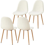 Dining Chairs Set of 4 - Modern Seating with Metal Legs for Living, Bedroom,Dining Room - White Teddy Fleece Chairs for Dining Room, Chair Set for 4