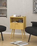 Nightstand,Modern Bedside Table with Storage Drawer and Open Wood Shelf, for Living Room, Bedroom and Small Spaces, Accent Night Stand with Solid Wood Legs, Easy Assembly,Vintage Yellow Oak
