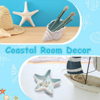 Jewelry Dish Tray For Coastal Beach Room Decor,Cute Ceramic Ring Holder Gift For Women Sister Mom Friend ,Decorative Trinket Jewelry Organizer Tray For Rings Earrings Necklaces ets (Blue conch)