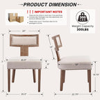 HNY Mid Century Modern Dining Chairs Set of 2, Farmhouse Linen Fabric Upholstered Accent Chairs Curved Nailhead Trim Backrest Kitchen Chairs, with Hardwood Frame, Beige