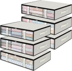 StorageRight Under Bed Storage Bins, 6-Pack 40L Foldable Fabric Storage Bags with Transparent Window, Breathable Organizer for Clothes/Blanket/Comforter/Quilt, White
