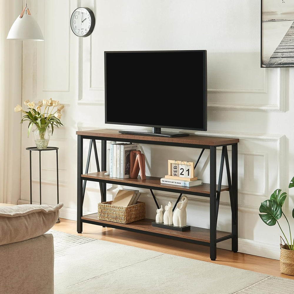 Entryway Console Table, 3 Tier Entry Table with Open Shelves, Brown, 47 IN | ...