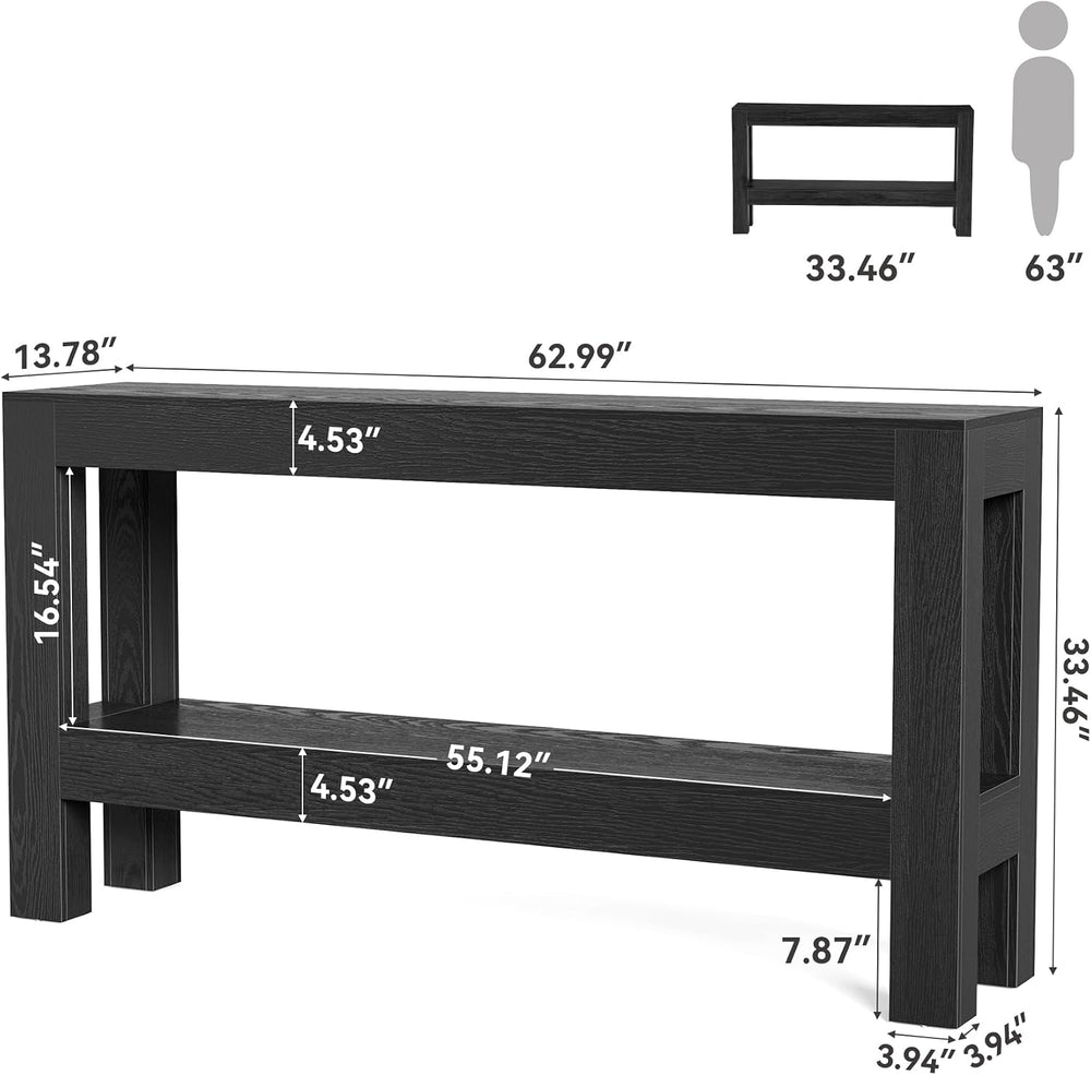 LITTLE TREE 63-Inch Black Console Table for Entryway, Narrow Long Wooden Entr...