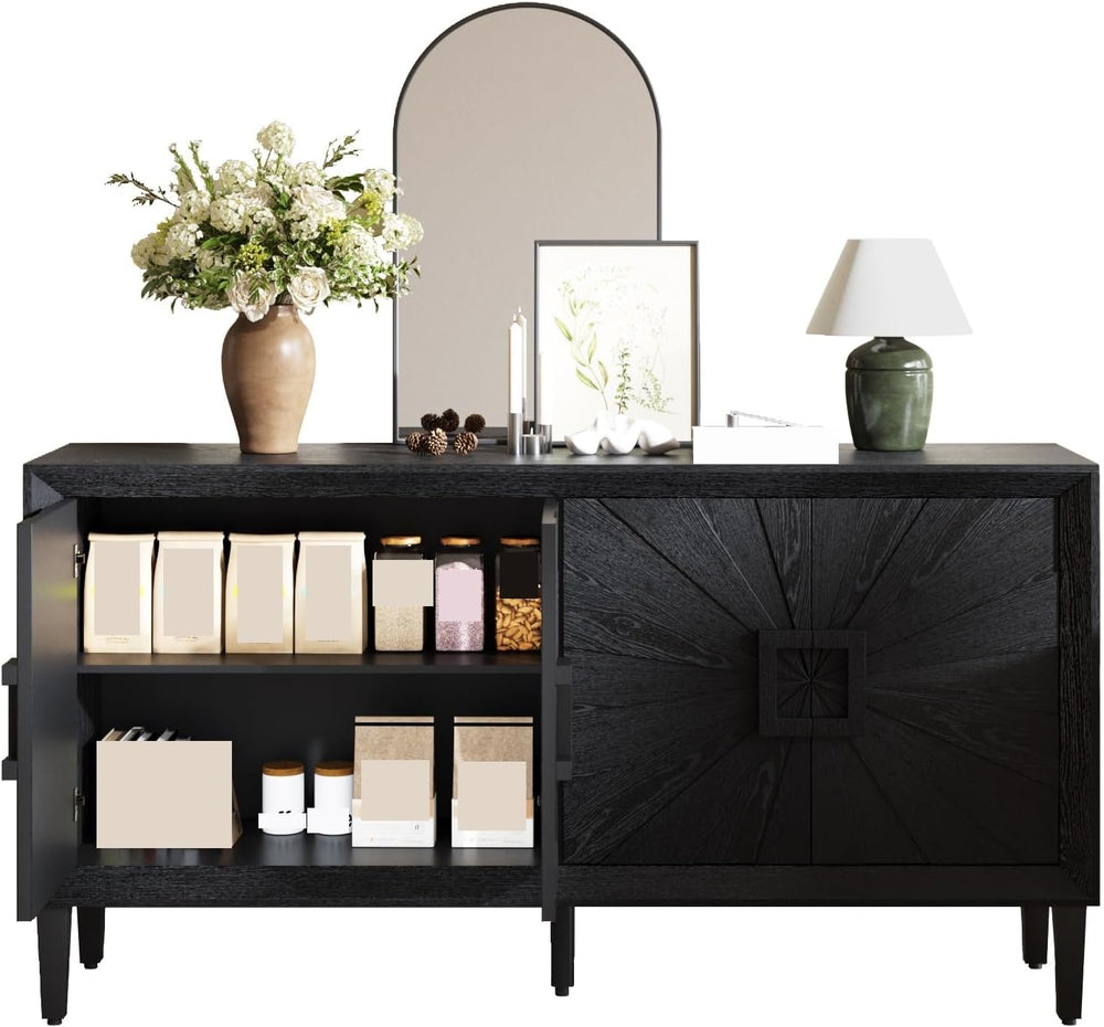 Farmhouse Storage Cabinet, Heavy-Duty TV Stand with Adjustable Shelves, Pantr...