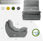 Set of 2 Giant Bean Bag Chairs for Adults, Boneless Lounge Chair, Togo Sofa, Fireside Chair, Anti Cat Scratch Fabric with Machine Washable, Single Sofa for Bedroom, Living Room, Reading Corner (Grey)