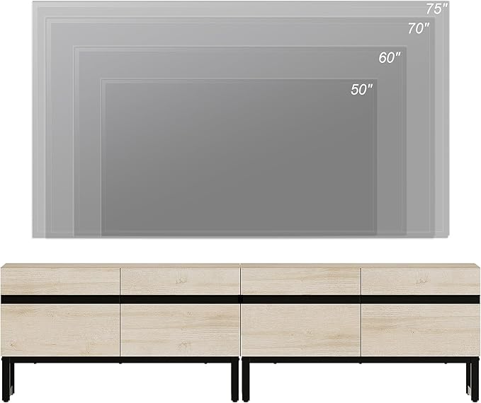 WAMPAT Modern TV Stand for TVs Up to 75 Inch, 2-in-1 Entertainment Center Media Console with Storage Cabinets, TV Console for Living Room, Light Oak