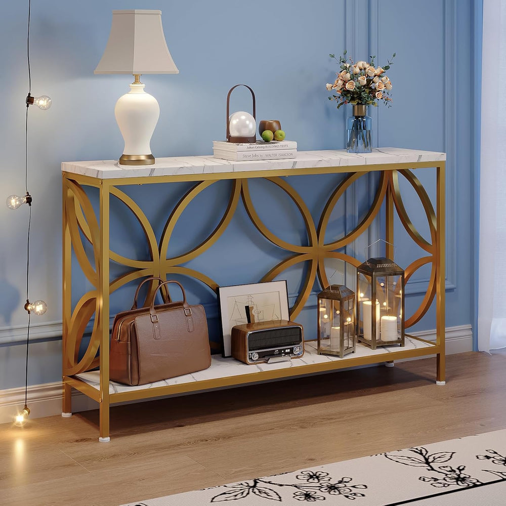 GiftGo Narrow Sofa Table 47.2 Inch, Industrial Sofa Table Behind Couch, Vinta...