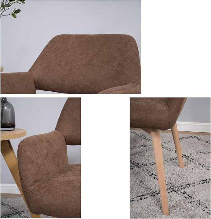 Mid Century Modern Dining Chairs Set of 6 & 4 & 2 Comfy Accent Chair Upholstered Kitchen Dining Living Room Chairs for Bedrooms Waiting Room Home Arm Desk Chair No Wheels (Brown, 6)