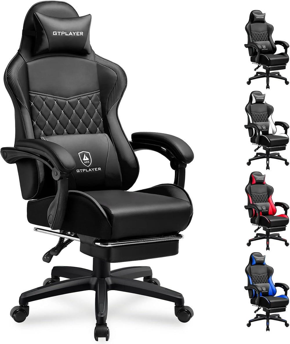 GTPLAYER Gaming Chair, High Back Leather Computer Gaming Chair with Footrest,...