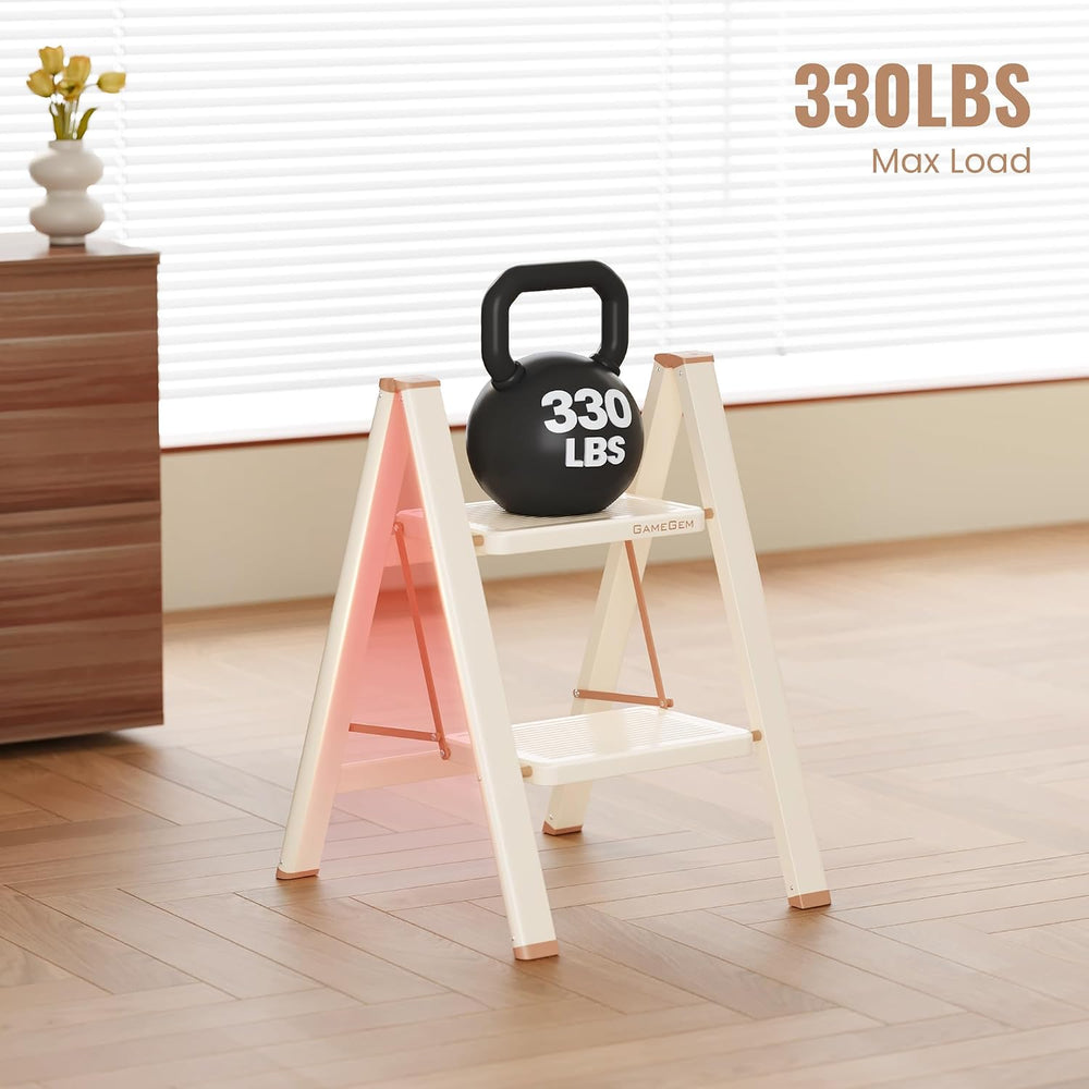 2 Step Ladder, Folding Step Stool with Anti Slip Widened Pedal