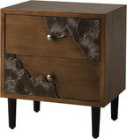 COSIEST Modern Nightstand with 2 Storage Drawers, Mid Century End Table, Accent Side Table, Vintage Wood Luxury Night Stand for Bedroom, Living Room, Walnut