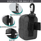 PetAmi Dog Poop Bag Holder for Leash, Dog Pet Waste Bag Dispenser For Poop With Clip, Doggy Puppy Walking Accessories Travel Camping, Dog Treat Pouch Supplies Must Have With Dog Bag Roll, Dark Gray