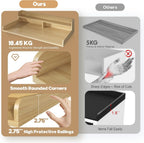 Washer Dryer Countertop with 2-Tier Shelf, 54" W x 27.55" D Laundry Countertop with 2.75" H Guard Edge Rails, Wood Topper with Non-Slip Pad (Pure Wood Color)