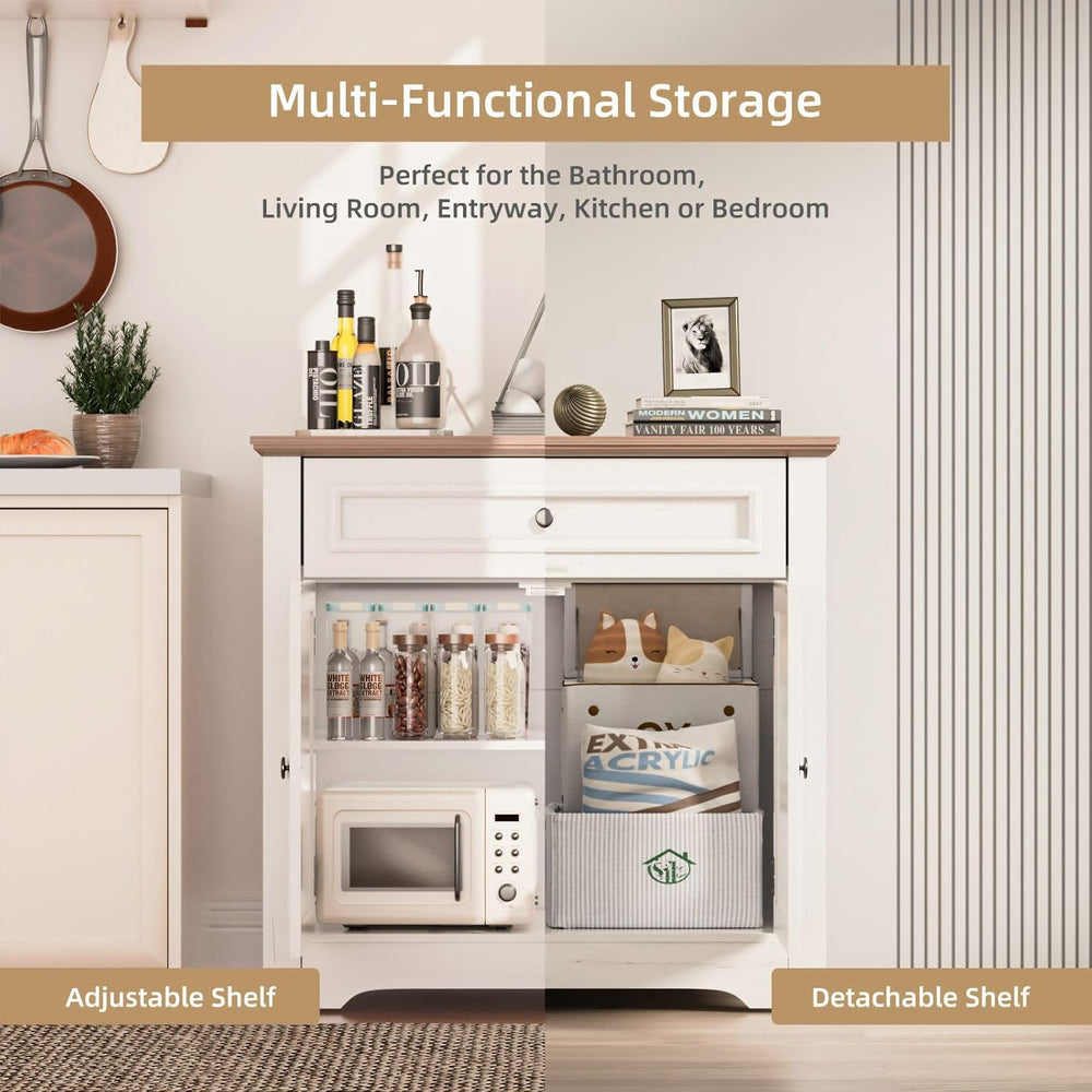 Buffet Cabinet with Storage and Drawer，Sideboard Coffee Bar with Adjustable S...