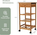 Hallops Kitchen Cart with Drawer and Basket - Brown Kitchen Cart Island for Small Spaces - Extra Counter Space or Spice Rack - Portable Dining Table with Wheels - Elegant Solid Wood Top, Spice Drawer