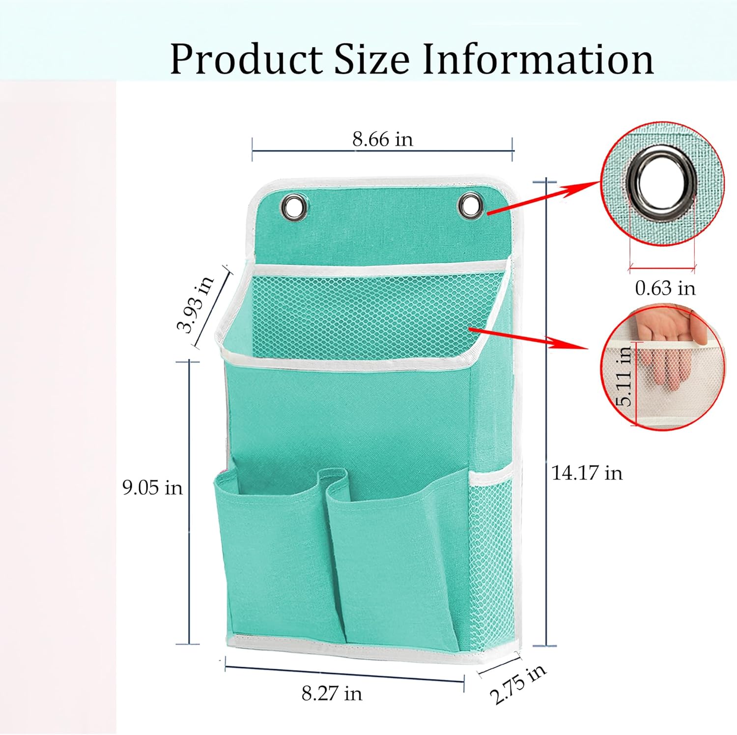 Hanging Basket for Organizing, Wall Organizer with Pockets and Over The Door Organizer，Can for Home, Closet, Office and Camper (2 Green)