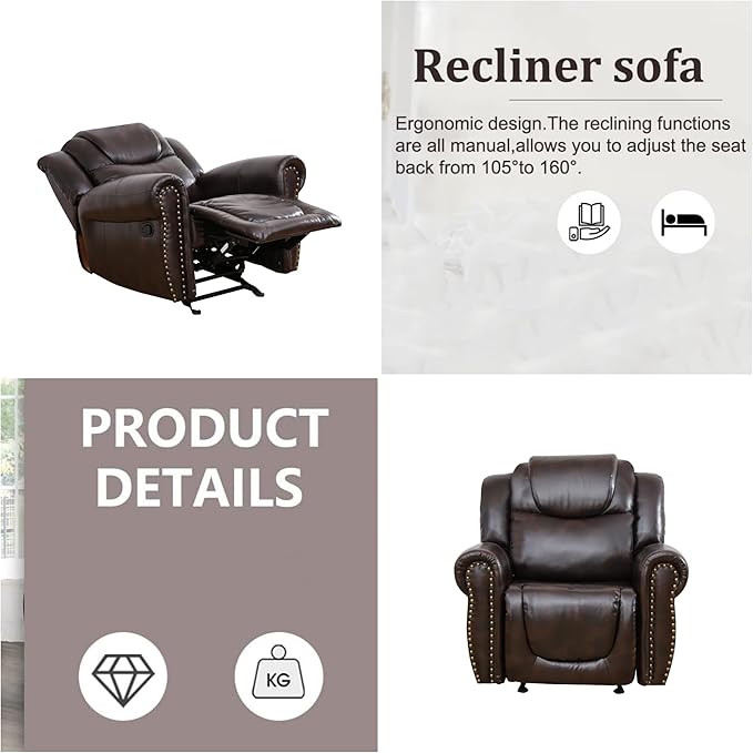 Power Recliner Chair, Leather Recliners with Home Theater Seating, Oversized Single Electric Recliner Sofa Breathable Living Room Chairs for Adults Reading Gaming, Red
