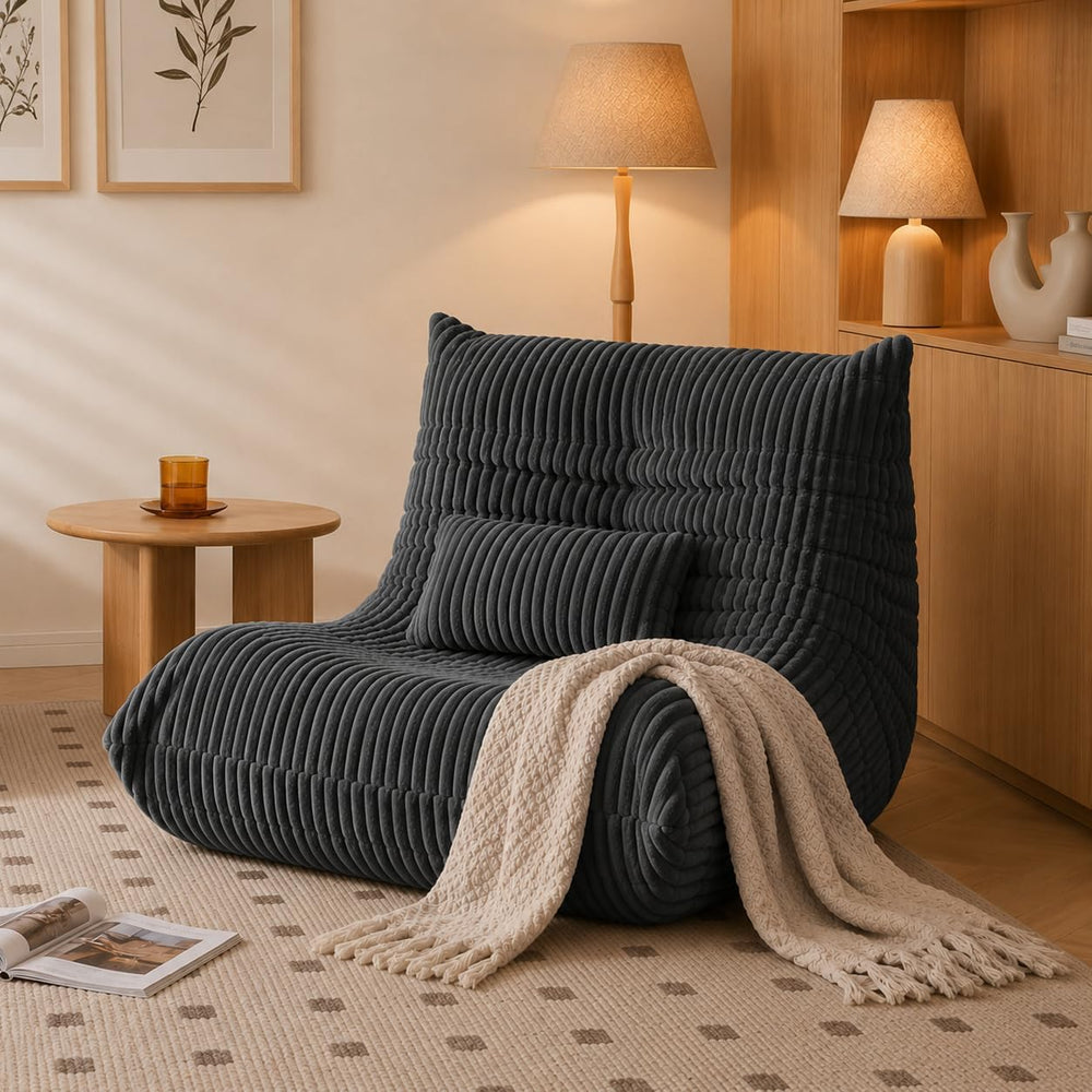 Bean Bag Chair with Lumbar Pillow, Gaint Bean Bag Chairs for Adults, Oversize...